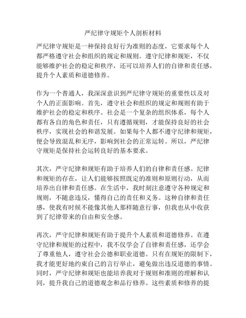 严纪律守规矩个人剖析材料