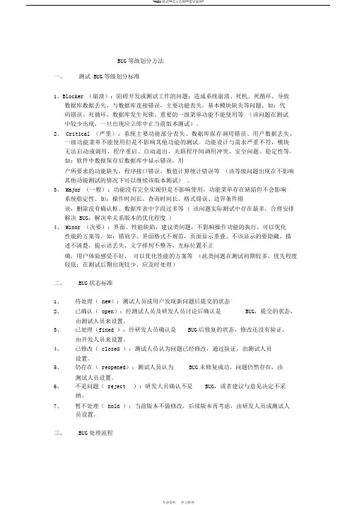 BUG等级划分标准