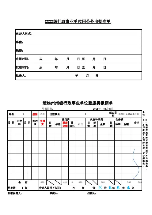 差旅费报销单(样本)