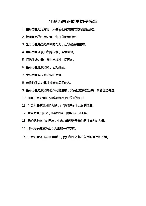 生命力量正能量句子简短