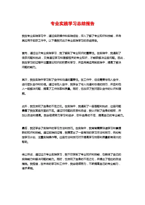 专业实践学习总结报告