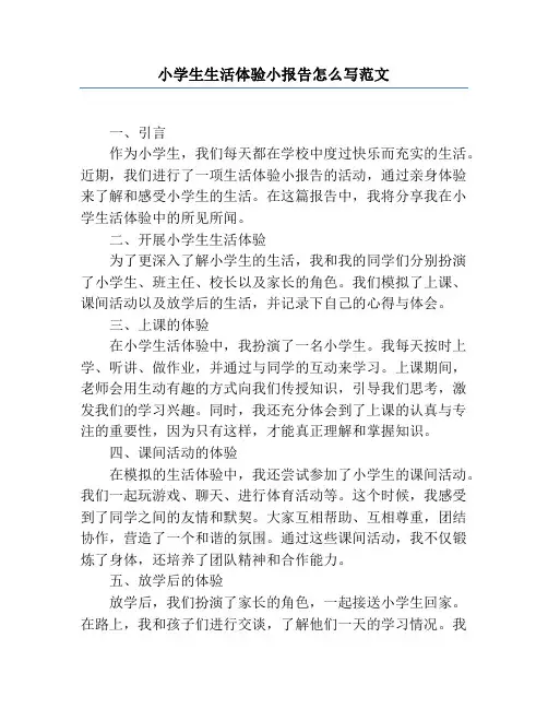 小学生生活体验小报告怎么写范文