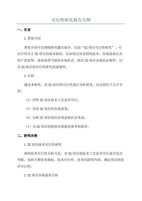 可行性研究报告大纲