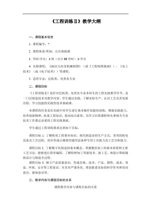 《工程训练Ⅱ》教学大纲
