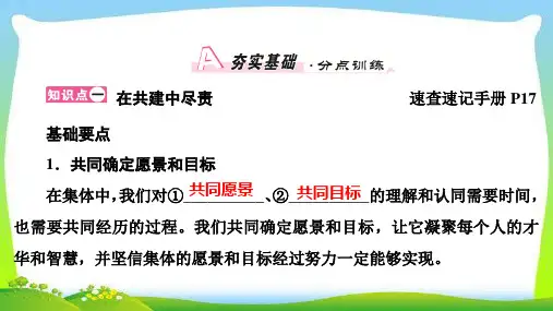 部编版七年级道德与法治下册 第3单元 第8课 第2课时 我与集体共成长