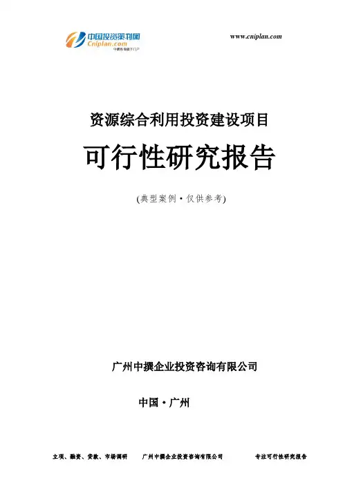 资源综合利用投资建设项目可行性研究报告-广州中撰咨询