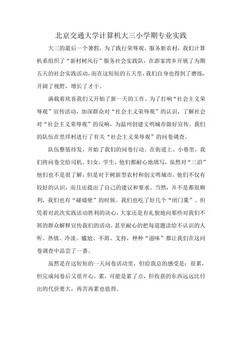 北京交通大学计算机大三小学期专业实践