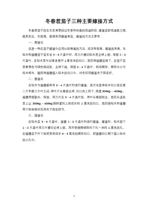 冬春茬茄子三种主要嫁接方式