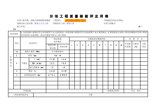 jtgf80-2017公路工程质量检验评定标准 新评定表混凝土桥面板桥面铺装