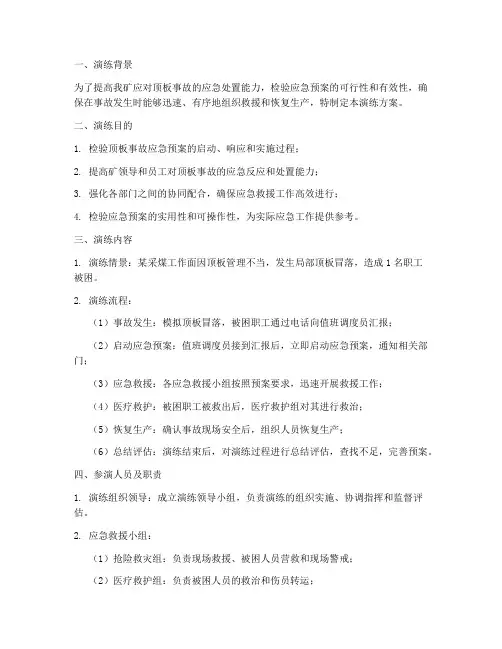 顶板事故专项应急预案演练方案