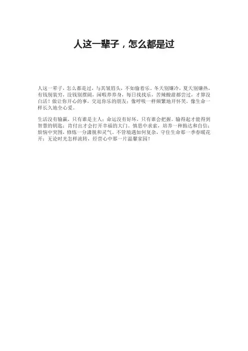 人这一辈子,怎么都是过