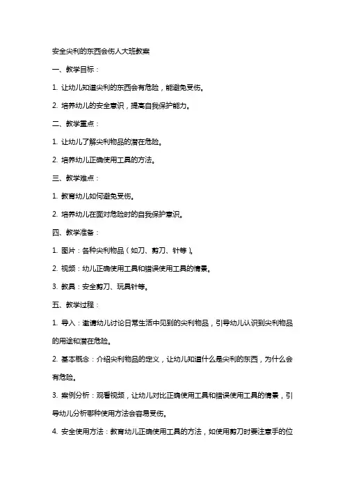 安全尖利的东西会伤人大班教案