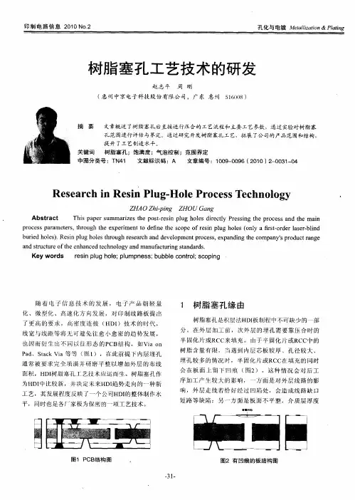 树脂塞孔工艺技术的研发