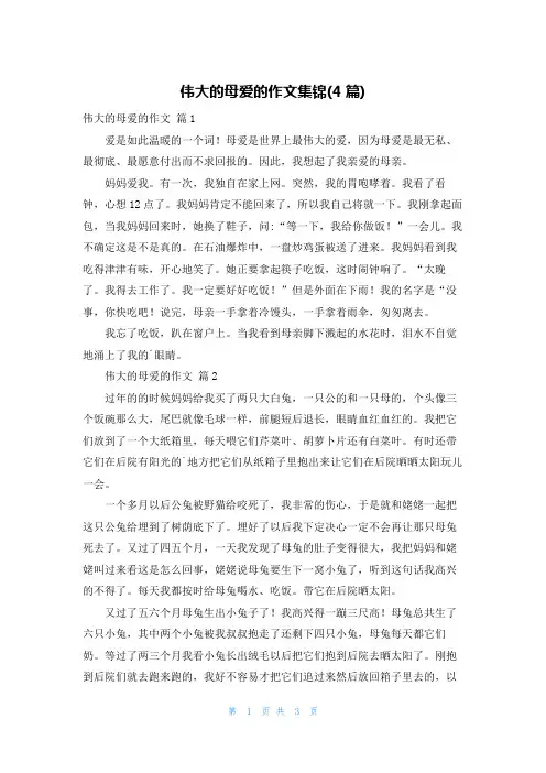 伟大的母爱的作文集锦(4篇)
