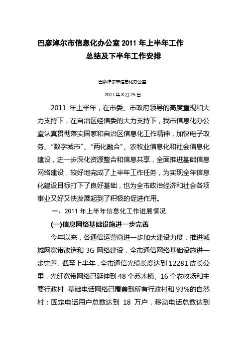2011年上半年总结及下半年安排
