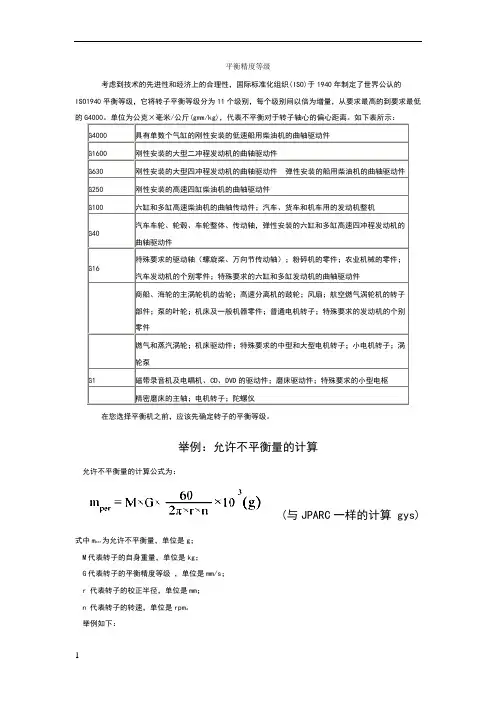 转子动平衡标准