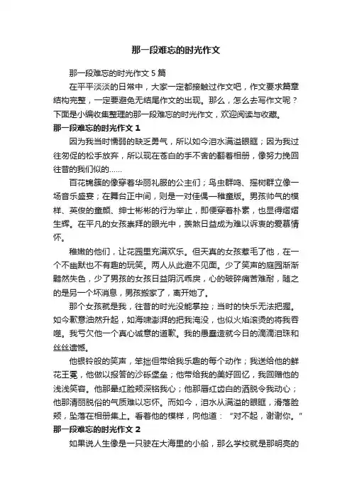 那一段难忘的时光作文5篇