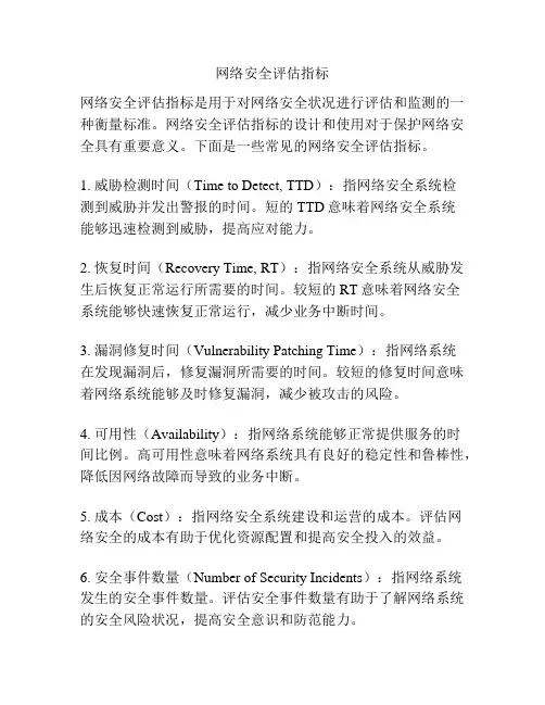 网络安全评估指标