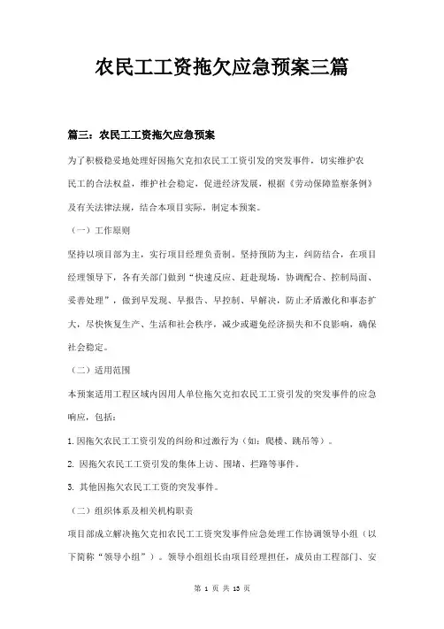 农民工工资拖欠应急预案三篇