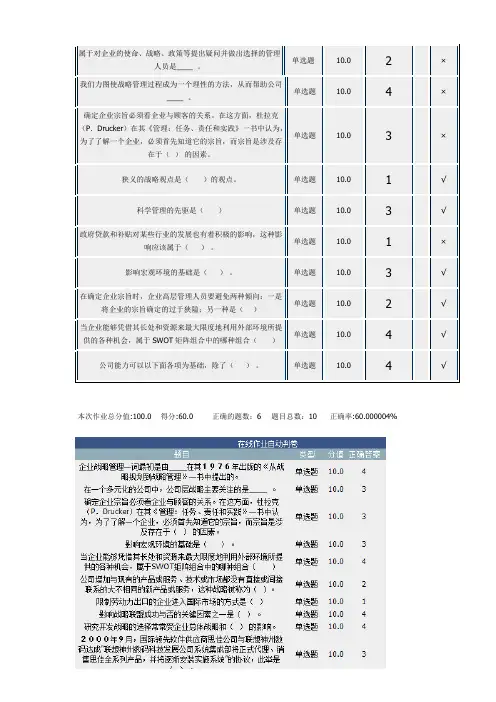 战略管理在线作业1