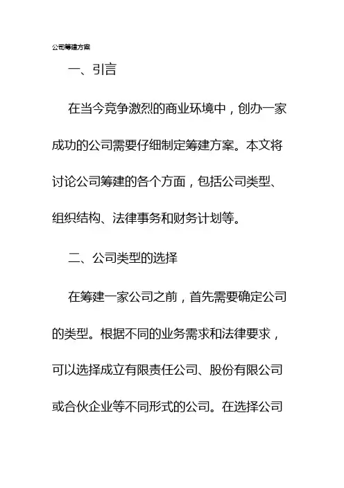 公司筹建方案