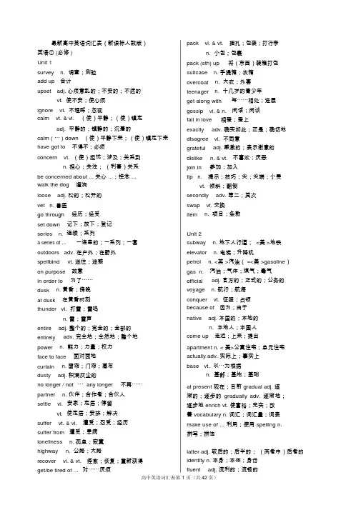 最新新课标人教版高中英语词汇表全(1-11)