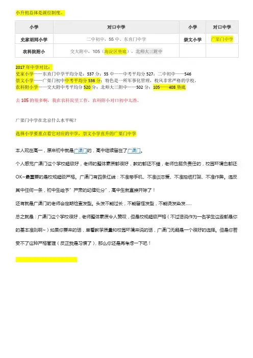 北京市初高中实力排名