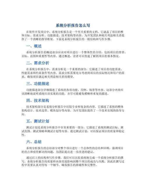 系统分析报告怎么写