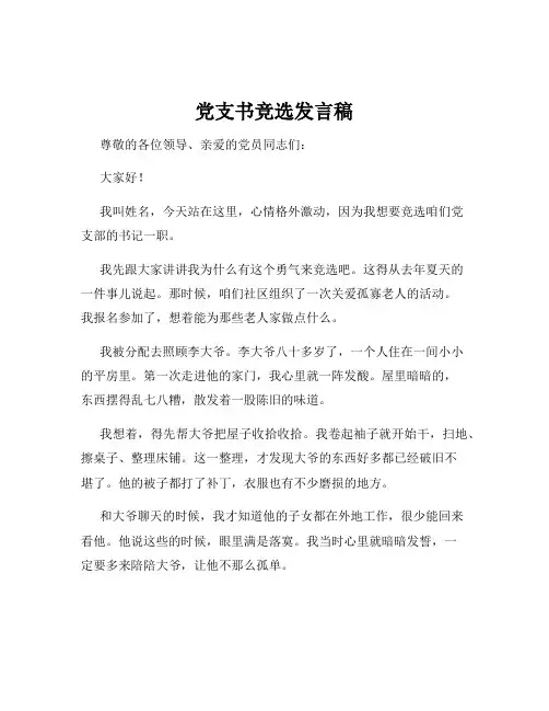 党支书竞选发言稿
