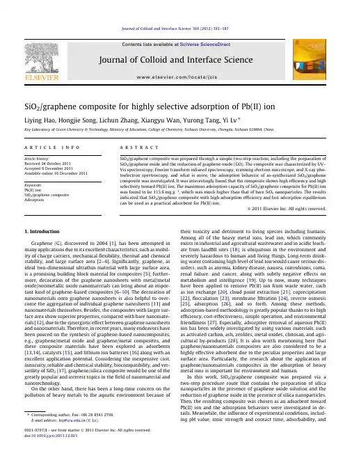 SiO2   graphene composite for highly selective adsorption of Pb(II) ion