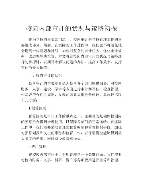 校园内部审计的状况与策略初探