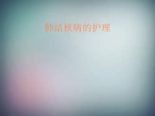 肺结核病的护理PPT课件
