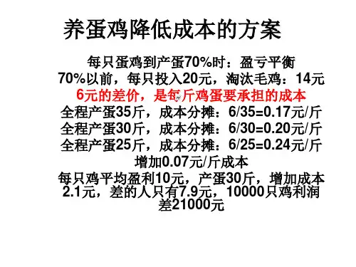 养蛋鸡降低成本的 25页PPT文档