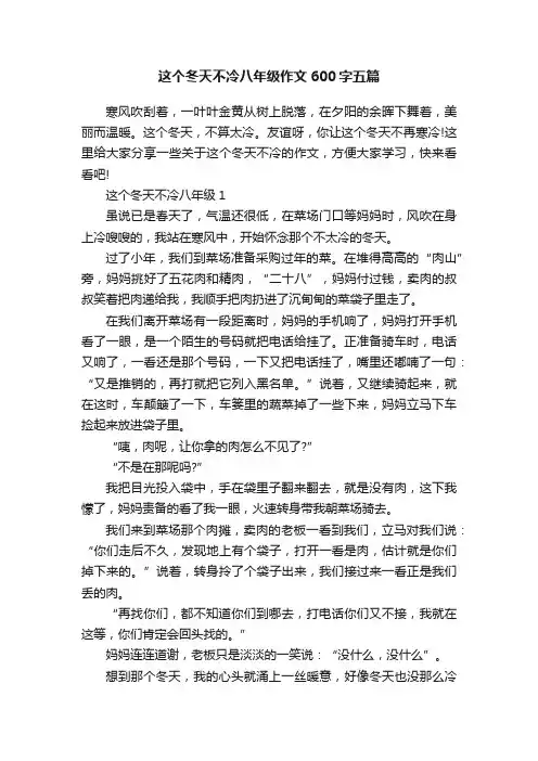 这个冬天不冷八年级作文600字五篇