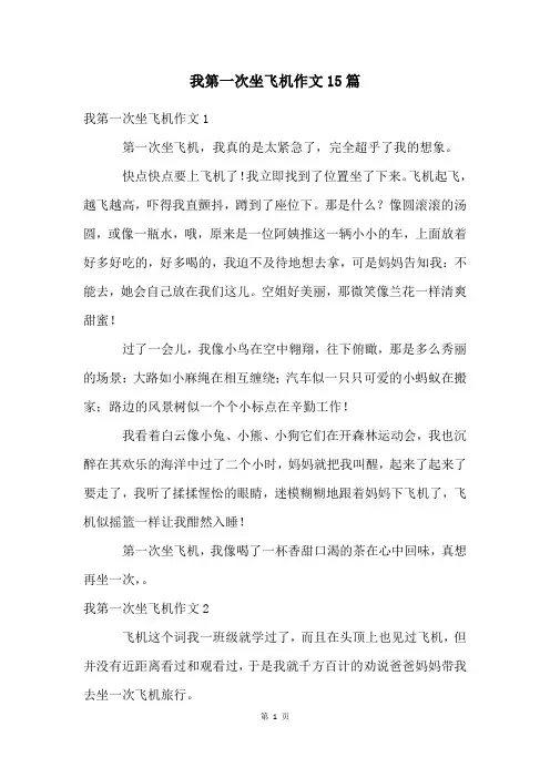 我第一次坐飞机作文15篇