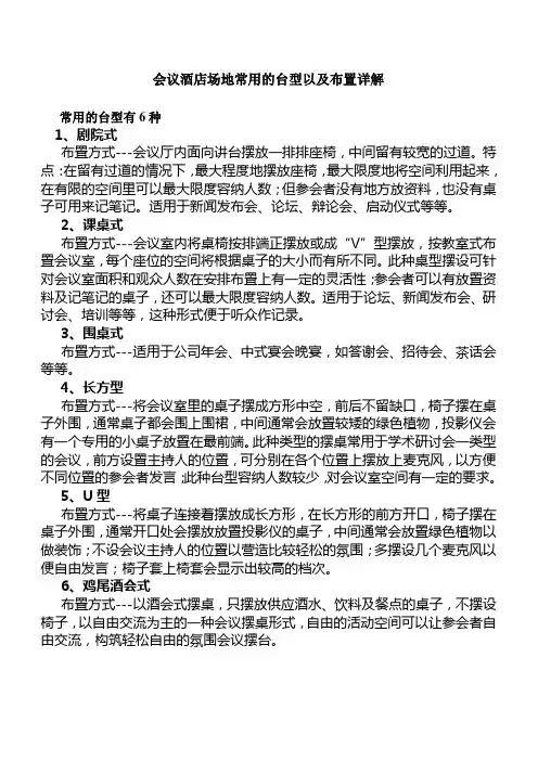 会议酒店场地常用的台型以及布置详解