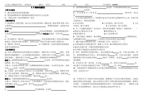 物体的颜色导学案