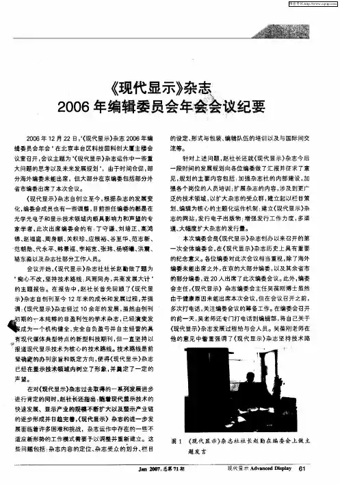 《现代显示》杂志2006年编辑委员会年会会议纪要