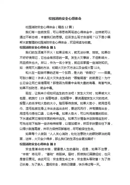 校园消防安全心得体会（精选12篇）