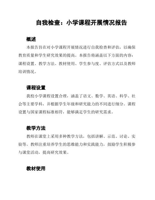 自我检查：小学课程开展情况报告