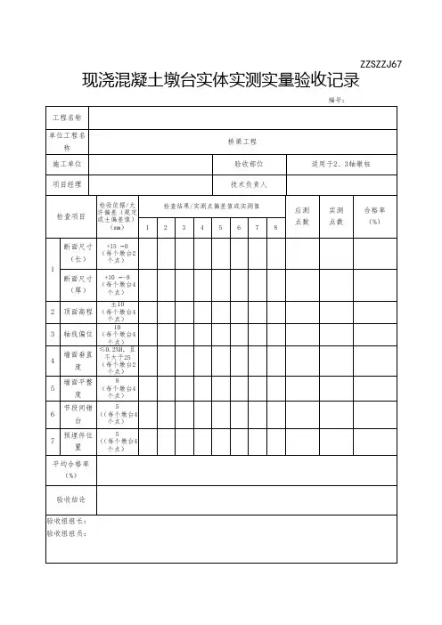实测实量表格