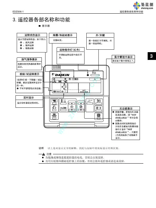 大金空调VRV新风机有线遥控操作使用说明