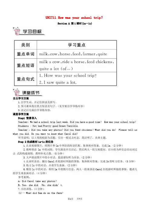 初一七年级英语下册人教版Unit 11 How was your school trip？   教案  (2)