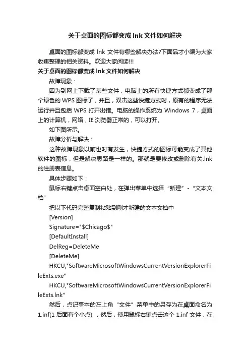 关于桌面的图标都变成lnk文件如何解决