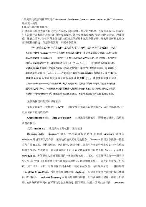 常见的地震资料解释软件