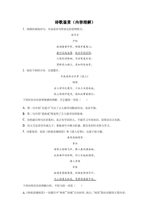 中考语文一轮考点突破：诗歌鉴赏(内容理解)