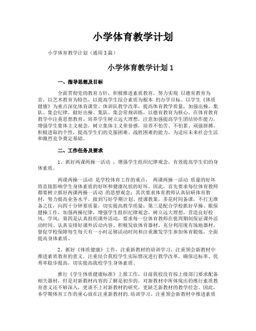 小学体育教学计划