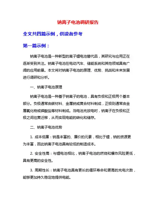 钠离子电池调研报告