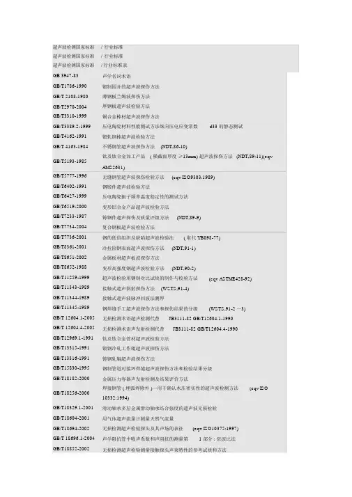 超声波检测国家标准总汇(2015最新)