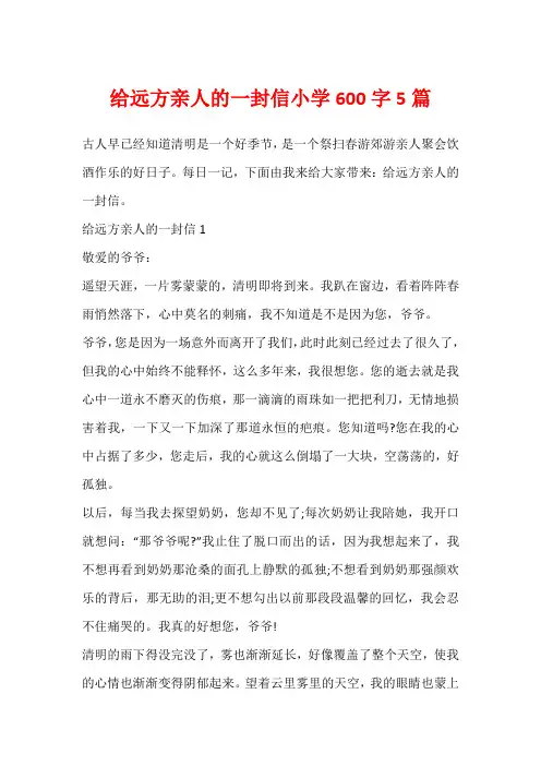 给远方亲人的一封信小学600字5篇